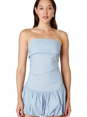 NIA The Brand Kira Blue Strapless Crop Top